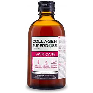 GOLD COLLAGEN COLLAGEN SUPERDOSE BY GOLD COLLAGEN Skin Care - Collagene Integratore Antiage con Vitamina C, Integratore al Collagene Marino con Acido Ialuronico, Biotina e Zinco Capelli e Unghie, 300 ml