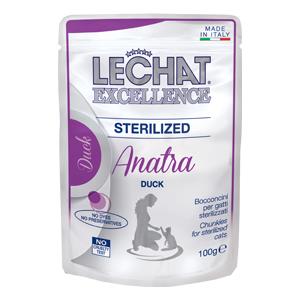Monge Lechat Excellence Umido per Gatti Sterilizzati con Anatra - 100g, Senza Coloranti e Conservanti