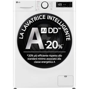 LG AI DD F4R3013NSWB Lavatrice a Carica Frontale 13kg Serie R3, Classe A-20%, 1400 giri, AIWash, Lavaggio a vapore, Motore Direct Drive, Cestello a bolle, Smart Diagnosis, Libera installazione, Bianca