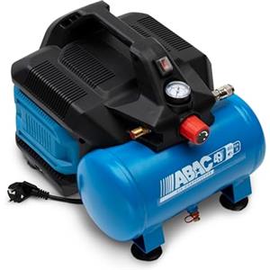 ABAC Compressore d'Aria Portatile Silenzioso EASE-AIR 6, Compressore Aria Oil-Free, Pressione Massima 8 Bar, Potenza 0,75 Hp, Serbatoio 6 Litri, Rumorosità 49 dB