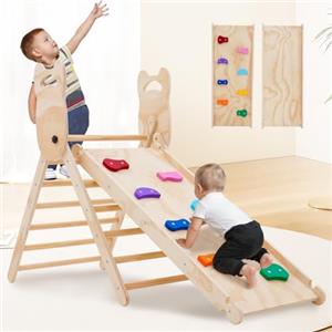 NUKied 3 in 1 Arrampicata Giocattolo a Triangolo per Bambini,Triangoli per Arrampicata Pieghevoli,Triangolo di Pikler Montessoriano per Bambini con Scivolo e Arrampicata,Parco Divertimenti per Bimbi 1+ Anni