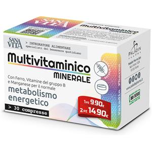 Paladin Pharma Sanavita Multivitaminico Minerale - Integratore Alimentare 30 Compresse per Benessere Quotidiano