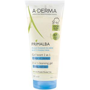 A-Derma Primalba Gel Detergente 2 in 1 per Corpo e Capelli dei Bambini - 200 ml, Delicato e Naturale