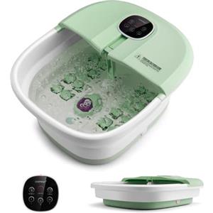 COSTWAY Pediluvio Massaggiatore Piedi Elettrico, Pediluvio Idromassaggio Plantare Pieghevole con Telecomando, 3 Temperature Regolabili, Timer, Fino al 45 (Verde)
