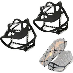 Lethiemta Pinze da ghiaccio per scarpe e stivali, Tacchetti da ghiaccio per neve invernale Ramponi da trazione Copriscarpe, Impugnature da neve per camminare antiscivolo