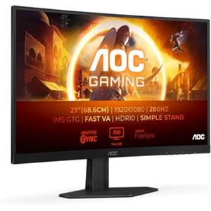 AOC Gaming C27G4ZXED - 27 Zoll FHD Curved Monitor, 280 Hz, 1ms, HDR10, FreeSync Premium (1920x1080, HDMI, DisplayPort) schwarz/grau