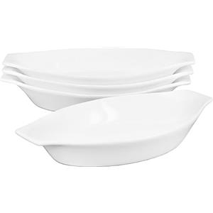 jinsongdafa Pirofila ovale in porcellana con manici, set di stoviglie da forno in ceramica bianca francese con coperchio, adatta al forno e al frigorifero (21 x 11,6 x 3,4 cm)