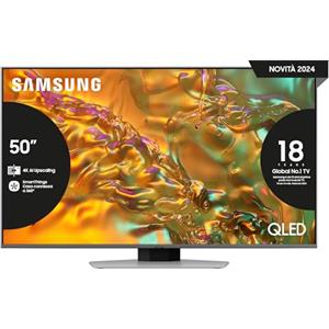 SAMSUNG Smart TV 50 QE50Q80DAXZT QLED 4K, Upscaling AI 4K, Processore NQ4 AI Gen2,Motion Xcelerator 120Hz, Quantum Matrix,Direct Full Array, DVBT-2, Q-Symphony & OTS Lite,Eclipse Silver, 2024