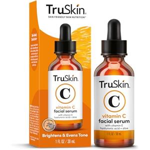 TruSkin Vitamin C Serum - Siero viso anti-età alla vitamina C con acido ialuronico, vitamina E, aloe - Siero illuminante per macchie scure, contorno occhi, linee sottili e rughe, 30 ml