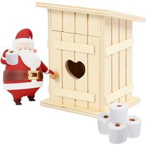 QZOSZ Accessori per gnomi Tedi, casetta igienica in miniatura e 4 rotoli di carta igienica in miniatura accessori per casa delle bambole 1:12, accessorio per Natale