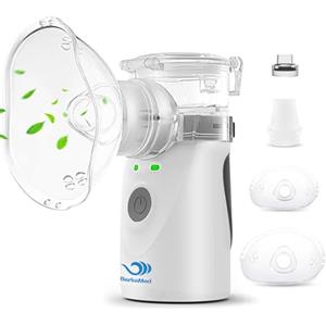 BerkeMed Aerosol Portatile Silenzioso,Aerosol Portatile per Adulti e Bambini,con 2 Maschere e Boccaglio, Aerosol Silenzioso che Efficace per Alleviare la Respirazione, USB-C Ricaricabile