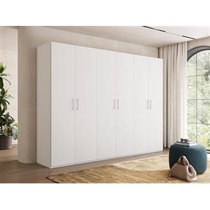 My Brand Germanvox Swift Armadio Guardaroba 6 ante Camera da Letto Bianco Opaco Made in Italy L.270 P.53 H.202 cm