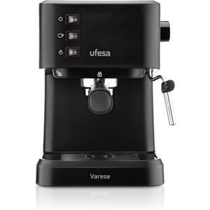 Ufesa Varese Macchina Caffè Espresso e Cappuccino, Pressione 20 BAR, 2 modalità: caffè macinato o dose singola, Vaporiera Regolabile, Serbatoio 1.5L, 1050W, Funzione Scaldatazze