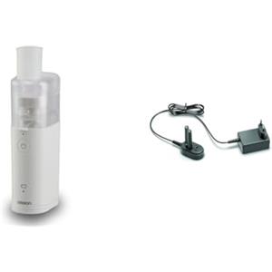 OMRON MicroAIR U100 Nebulizzatore Mesh Portatile, Apparecchio Aerosol Silenzioso da Casa e Viaggio, Trattamento di Patologie Respiratorie come Tosse e Raffreddore + OMRON Alimentatore per AerosolU100