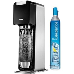 sodastream Power Gasatore d'Acqua Frizzante, Automatico, Bottiglia 1 litro, Cilindro Gas Alimentare 80 Litri Incluso, Corpo Macchina in Metallo, Nero