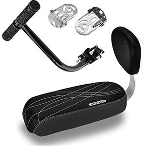 BAYINBROOK Seggiolino Bici Posteriore con Schienale Cuscino Portapacchi Bicicletta per Bambini Morbida Cuscino Posteriore Pieghevole Poggiapiedi e Bracciolo Set Accessori per Bicicletta