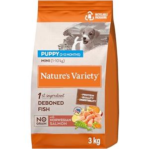 Nature's Variety No Grain - Cibo per cani Mini Junior con salmone senza spine - 3 kg, crocchette nutrienti per cuccioli