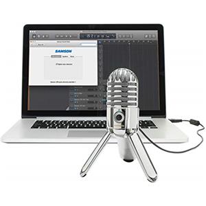 Samson Meteor Mic - Portable USB Studio Quality Condenser Microphone - High Performance, General Purpose/Podcast/Gaming/Music Recording Microphone, 16-bit, 44.1/48kHz resolution, Silver Chrome