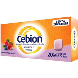 PROCTER & GAMBLE SRL Cebion masticabile Senza Zucchero - integratore di Vitamina C gusto Frutti di Bosco - 20 compresse masticabili