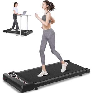 HOMEFITNESSCODE Tapis roulant salvaspazio, 1-8km/h, 2.5HP, Schermo LCD ad alta definizione, 2 metodi di controllo, Walking pad mini, Carico massimo di 120 kg, Tapis roulant elettrico (Nero scuro)