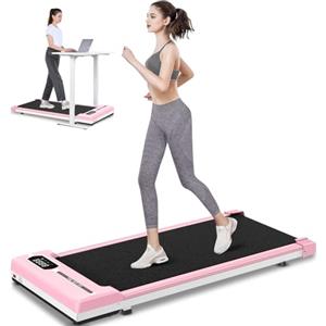 HOMEFITNESSCODE Tapis Roulant Elettrico Pieghevole Salvaspazio, 1-8km/h, 2.5HP, Schermo LCD ad alta definizione, Walking pad, Carico massimo di 130 kg, Tapis roulant elettrico (Rosa Rosa)