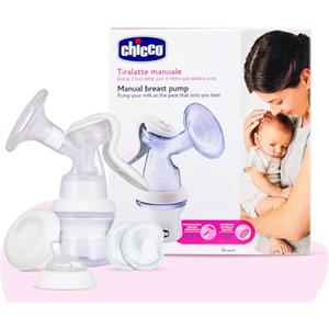 Chicco Natural Feeling Tiralatte Manuale, Confortevole e Veloce, Estrazione del Latte Facilitata, Forma Ergonomica, con Tettarella Inclinata e Tappo Ermetico, Si Trasforma in Biberon - 150 ml