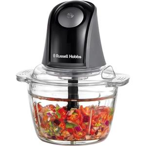 Russell Hobbs Tritatutto elettrico (ciotola vetro 1L, Verdure, Frutta, Carne, Aglio, Cipolla, Lavastoviglie ok, 2 Velocità, Lame in Acciaio Inox, 350W di Potenza) Grigio Carbone Opaco 27131-56