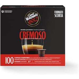 Caffè Vergnano 1882 - 100 Capsule Caffè Compostabili e Compatibili con Nespresso, Cremoso - Pack da 100 capsule