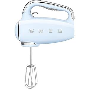 Smeg, Sbattitore Elettrico HMF01PBEU, 9 Livelli di Velocità, Funzione Turbo, Sistema di Avvio Smooth Start, 4 Fruste, 2 Ganci Impastatori e Avvolgicavo in Dotazione, 250W, Azzurro