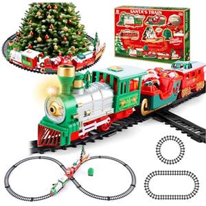 Daity trenino elettrico per bambini Treno elettrico per albero di Natale con luci e suoni Allenati attorno all'albero di Natale Adatto a bambini di età superiore ai 3 anni