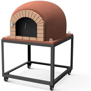 MAESTRO FERRETERO MOVELAR - Forno a legna da esterno da incasso STROMBOLI (Bordeaux - 120 x 120 x 165 cm) - Forno da incasso in cemento isolato, cottura fuoco legno, 3 coperchi in ceramica, giardino, terrazza