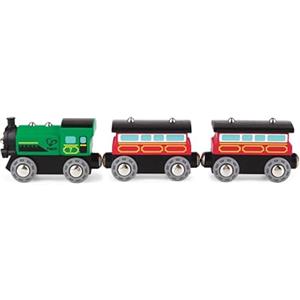 Hape Treno a vapore in legno - Locomotiva giocattolo stile classico con movimento a spinta e giunti magnetici per bambini dai 3 anni