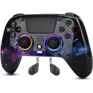 DuLingKer Controller Wireless Compatibile per PS4, Game Controllers con Hall Effect Stick/Trigger(NO Drift), Doppia Vibrazione, Luce RGB, Audio, Pulsante M1/M2, Joystick Compatibile con PS4/Pro/Slim