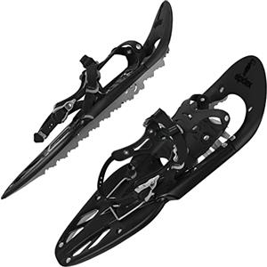 ALPIDEX Racchette Neve Ciaspole Alzatacco 38-45 Borsa Trasporto Bastoni Opzionali, Colore:Black senza bastoncini