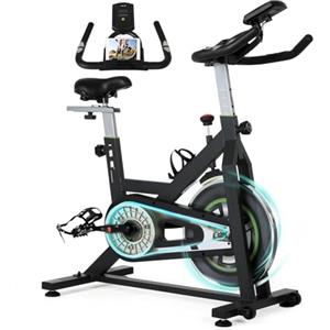 ISE Cyclette Da Casa con Resistenza Regolabile, Cyclette Per Casa con Sensore di Impulso, Porta Celullare, Ruote di Trasporto, Ciclette Per Casa, Cyclette Professionale Sedile e maniglia regolabil