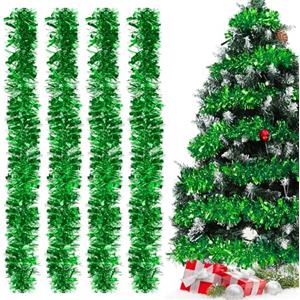 Bluelves Ghirlanda Albero di Natale, 4PCS Festoni Natalizi, 2M Festoni Albero di Natale, Ghirlanda Orpelli Natalizia, Ghirlanda Natalizia per Albero Natalizie Decorazioni Casa Interno Esterni (Verde)