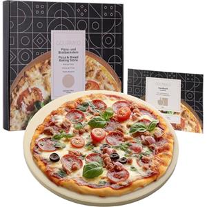 GOURMEO Pietra Refrattaria per Pizza - Ø 35 cm - Piastra da Forno in Cordierite - Piano Refrattario da Barbecue - Versatile per Forno Elettrico e a Gas
