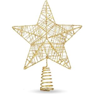 MERRYXMAS Punta a Forma di Stella per Albero di Natale, Decorazione per la Cima dell'Albero (Oro)