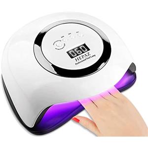 HEPAZ Lampada Unghie UV LED, Fornetto per Manicure/Pedicure Permanente Smalto Semipermanente 4 Timer con 10s/30s/60s/99s Display LCD Automatico Sensore