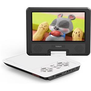 YOTON Lettore DVD portatile da 9,5 pollici per bambini e auto, schermo HD girevole da 7,5 pollici con 4-6 ore di batteria integrata, supporto schermo di sincronizzazione alla TV, supporto SD