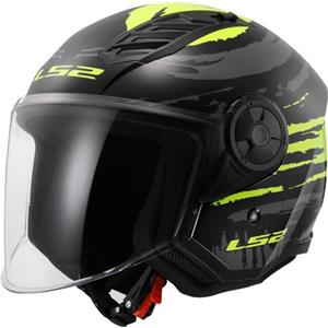 LS2, Casco Moto Jet AIRFLOW II Brush black yellow, XXXL