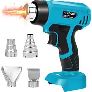 WingFly Pistola ad Aria Calda, Pistola Termica Compatibile con Makita 18 V Batteria, 4 Ugelli, Impostazioni di Temperatura max 450 °C, per Saldatura, Asciugatura, Fai da te, Vernice