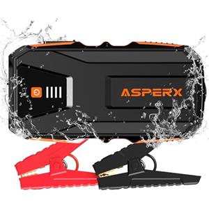 AsperX Avviatore Batteria Auto 3000A, Avviatore di Emergenza per Auto/Moto(10.0L Gas or 8.0L Diesel), Starter Batteria Auto 12V con Torcia LED, Bussola e Impermeabilità IP64 per Auto, Camion, Moto