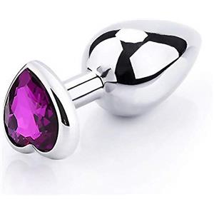 FITCUP - Butt plug per principiante (Ø 40 mm), cuneo anale in acciaio inossidabile con cristallo violetto