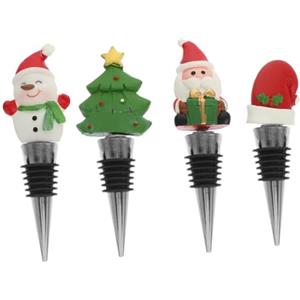 LALADEFIEE Tappi Per Bottiglia Di Vino Di Natale 4 Pezzi Riutilizzabili Decorativi Per Festività Natalizie Bottiglie Natalizi