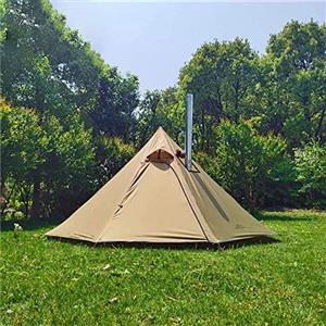 Vilemoon Tipi Tenda calda con cric ignifugo per tubi della canna fumaria, 3~4 persone, leggera, tende teepee per squadre familiari all'aperto, campeggio, escursionismo (marrone)