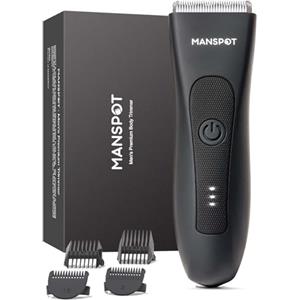 MANSPOT Rasoio Elettrico Corpo Uomo, Depilatore Corpo Uomo Impermeabile IPX7, Rasoio Parti Intime Umido e Asciutto, Rasoio Intimo per Viso, Braccia, Torace, Gambe, Ascelle (Nero)