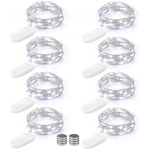 BrizLabs [8 Pezzi] BrizLabs 2M 20LEDs Luci Stringa Filo Di Rame Bianco Freddo Lucine Decorative a Batteria, Micro Argento Impermeabile Luci Per Camera Feste Giardino Natale (Viene fornito con 8 batterie extra)