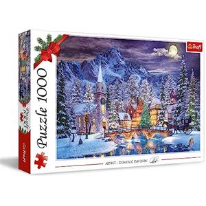 Trefl - Atmosfera Natalizia - Puzzle 1000 pezzi - Puzzle di Natale, Magia del Natale, Paesino di Montagna, Inverno, Puzzle Classico per Adulti e Bambini dai 12 anni