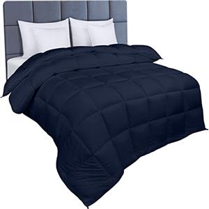 Utopia Bedding Invernale Piumone - Piumino una piazza e mezza - Piumino una piazza e mezza - Trapunta una piazza e mezza - 100% Microfibra in Fibra Cava (Blu Navy, 200 x 200 cm 350 GSM)